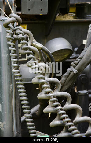 cables, wires and connectors on road surfacing equipment Stock Photo