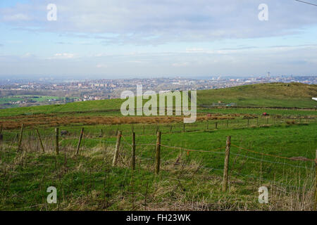 Countryside overlooking the town of Oldham,Greater Manchester, UK Stock ...