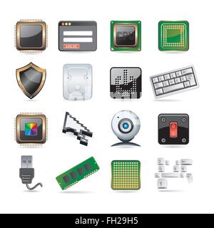 computer parts set Stock Vector