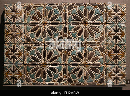 Ceramic wall tiles. 15th-16th  century. Morocco. Louvre Museum. Paris. France. Stock Photo