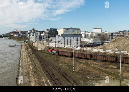 Bratislava, Danube river bank from Apollo bridge Stock Photo