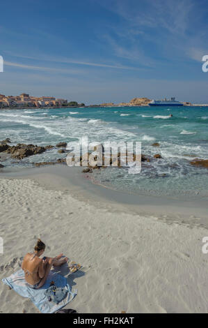 Beach at L'iIle Rousse. Corsica. France. Europe Stock Photo