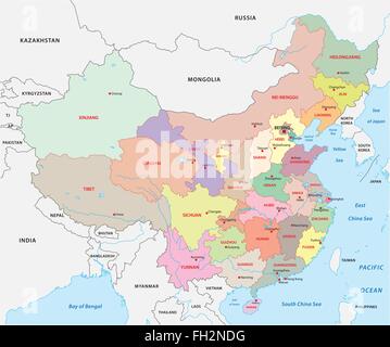 Administrative divisions of China Stock Vector