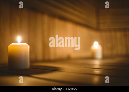 Close up of lit candles Stock Photo