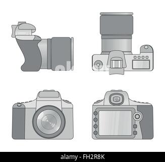 Different views of digital camera Stock Vector