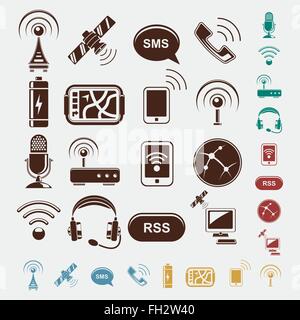 set of wireless icons in five colors Stock Vector