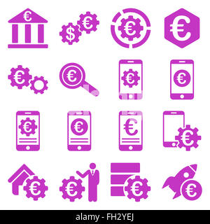 Euro banking business and service tools icons Stock Photo