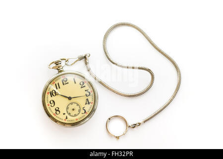 Old pocket watch isolated on white background Stock Photo