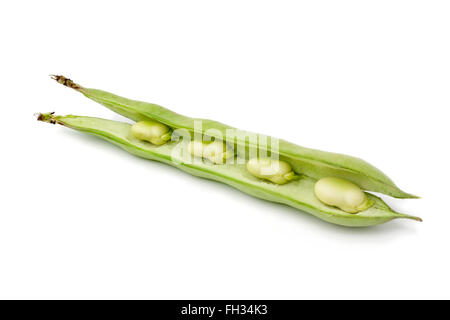 Fresh broad beans in pod isolated on white background Stock Photo