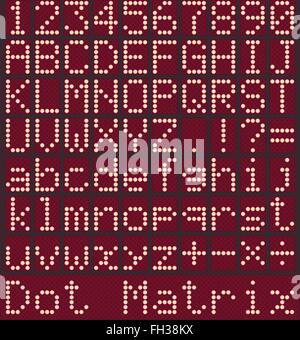 Digital alphabet and numbers, no gradients Stock Vector