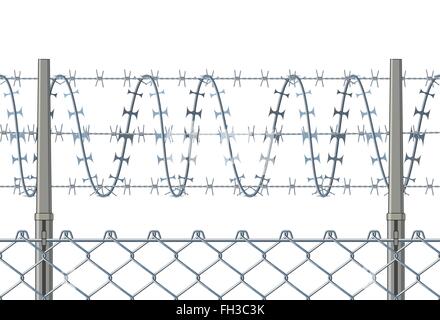 Highly detailed prison or refugee camp fence Stock Vector