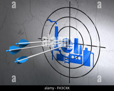 Manufacuring concept: arrows in Oil And Gas Indusry target on wall ...