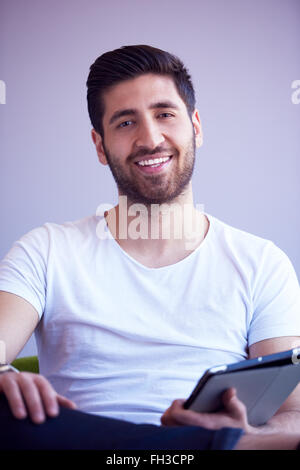 student working on tablet Stock Photo