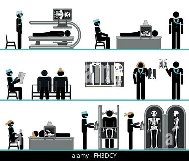 Pictogram set of radiology department Stock Vector