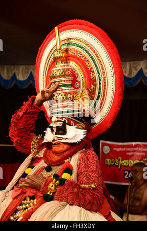 Kathakali is a stylized classical Indian dance-drama noted for the attractive make-up of characters, elaborate costumes Stock Photo