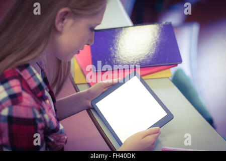 Blonde student using tablet during class Stock Photo