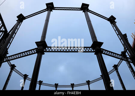 Gasholder No. 8 above gasholder park King's Cross Regeneration London UK  KATHY DEWITT Stock Photo