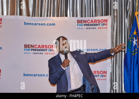 Summerlin, Nevada, USA. 23rd February, 2016. Ben Carson campaigns for the Republican presidential nomination at the Mountain Shadows Community Center in Summerlin. Mr. Carson is currently trailing in the polls, with the caucus happening later tonight. Credit:  Jennifer Mack/Alamy Live News Stock Photo