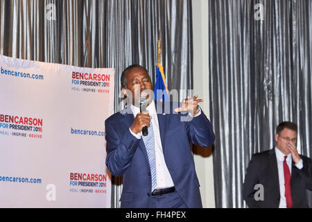 Summerlin, Nevada, USA. 23rd February, 2016. Ben Carson campaigns for the Republican presidential nomination at the Mountain Shadows Community Center in Summerlin. Mr. Carson is currently trailing in the polls, with the caucus happening later tonight. Credit:  Jennifer Mack/Alamy Live News Stock Photo