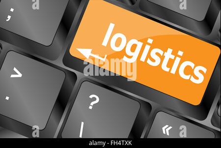 logistics words on laptop keyboard, business concept, vector illustration Stock Photo