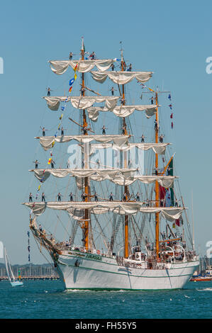ARM Cuauhtemoc leaving Portsmouth, UK after a visit. Stock Photo