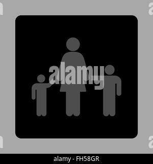 Mother And Children Rounded Square Button Stock Photo