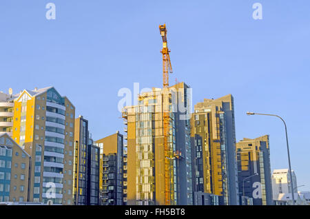 Apartments along the Reykjavik Iceland waterfront promenade under construction. Stock Photo