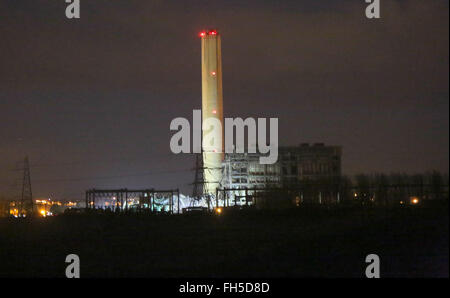 Dicot, Oxfordshire Tuesday 23rd February 2016 One person is dead and a major incident has been declared following the collapse of a building at Didcot A Power Station. South Central Ambulance Service said it has sent its hazardous areas response team to the site, as well as three ambulances and the air ambulance. A spokesman said: 'We are describing it as a major incident.' Thames Valley Police confirmed officers were at the scene but have not released further details. Credit:  uknip/Alamy Live News Stock Photo