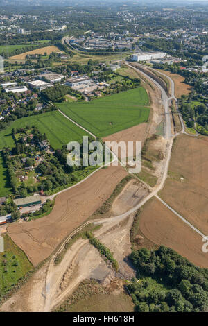 Aerial view, A44 extension between Heiligenhaus and Velbert, Velbert, Rhineland, North Rhine Westphalia, Germany, Europe, Aerial Stock Photo