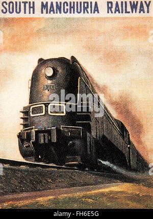 Poster of South Manchuria Railway, Asia Express. At first it tied  Dalian to Changchun. Later extended to Harbin. Stock Photo