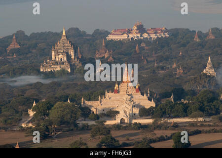 Aerial view of pagodas and shrines in the Archeological Zone Bagan,Myanmar Stock Photo