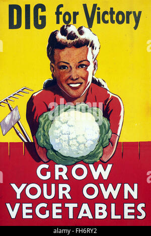 Dig For Victory - Grow Your Own Vegetables - British WWII Propaganda Poster Stock Photo