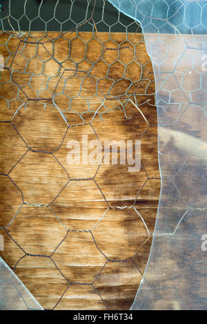 Old cracked and Broken Window in an abandoned building Stock Photo