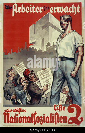 National Socialisten - German Nazi Propaganda Poster - Stock Photo
