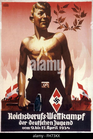 - German Nazi Propaganda Poster - 1934 Stock Photo