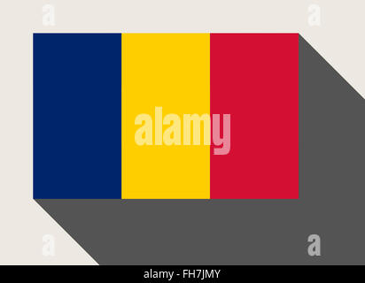 Chad flag in flat web design style. Stock Photo