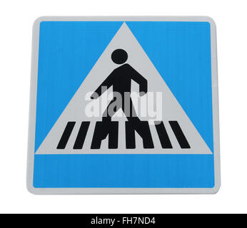 Pedestrian crossing sign isolated on a white background. Stock Photo