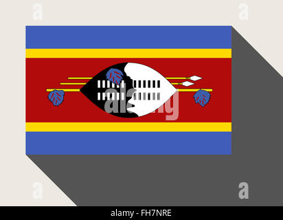 Swaziland flag in flat web design style. Stock Photo