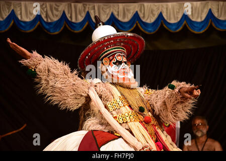 Kathakali is a stylized classical Indian dance-drama noted for the attractive make-up of characters Stock Photo