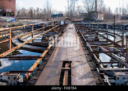 Disused former freight railyard and old turntable. Güterbahnhof train station, Pankow, Berlin. Stock Photo