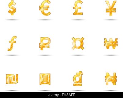 Currency icons with dollar sign on white background. Currency vector ...
