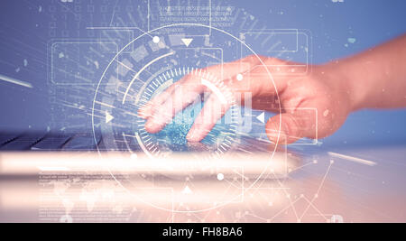 Keyboard with high tech user interface graphic Stock Photo