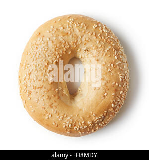 Fresh sesame bagel isolated on white background Stock Photo