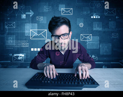 Intruder hacking email passcodes concept Stock Photo