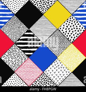 Hand Drawn Colorful Patchwork Background Stock Vector