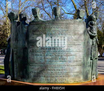 Human Rights monument by sculptor Mariano Gonzalez Beltran in front of the Council of Europe building, Strasbourg, Alsace, France, Europe Stock Photo