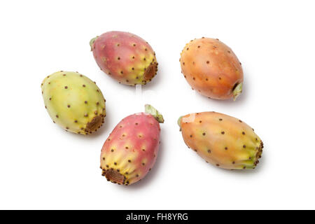Fresh raw whole cactus pears on white background Stock Photo