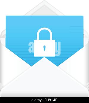 Envelope, notebook sheet, and symbol on a white background. Stock Vector