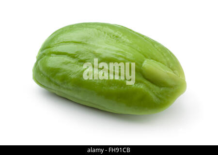 Whole single petai bean close up isolated on white background Stock Photo