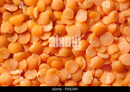 Raw red split lentils full frame Stock Photo